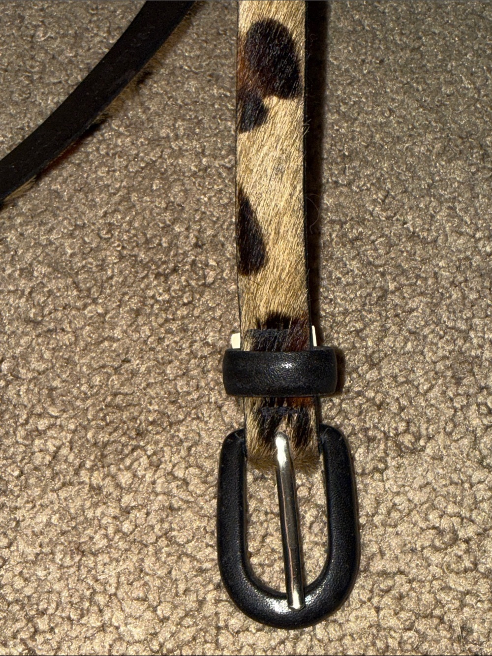 Ann Taylor Leopard Print Faux Fur Skinny Belt with Black Buckle - Picture 8 of 9